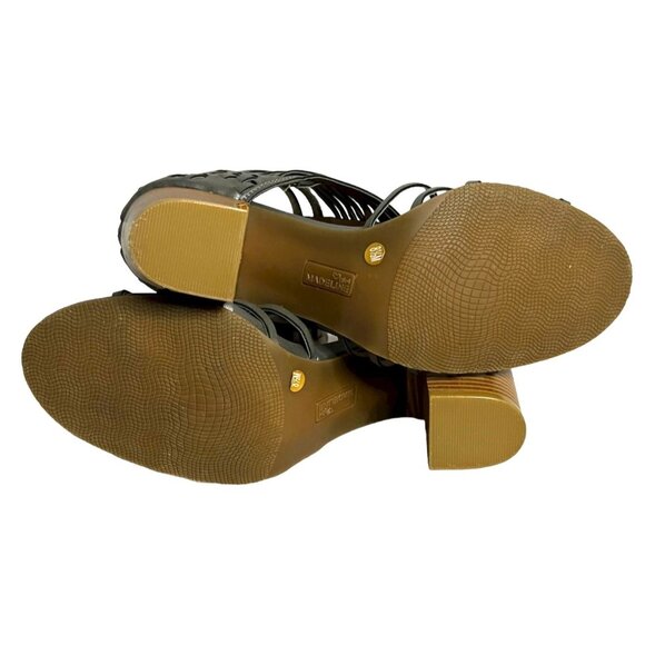 Madeline Gray Gladiator Heeled Sandals Woven Straps & Buckle Details Size 8.5 F - Picture 7 of 9